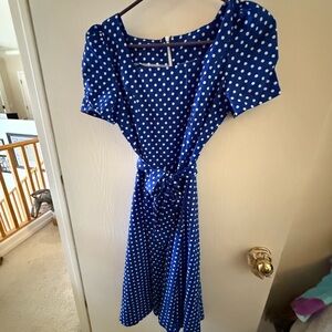 Blue 50s Polka Dot Dress